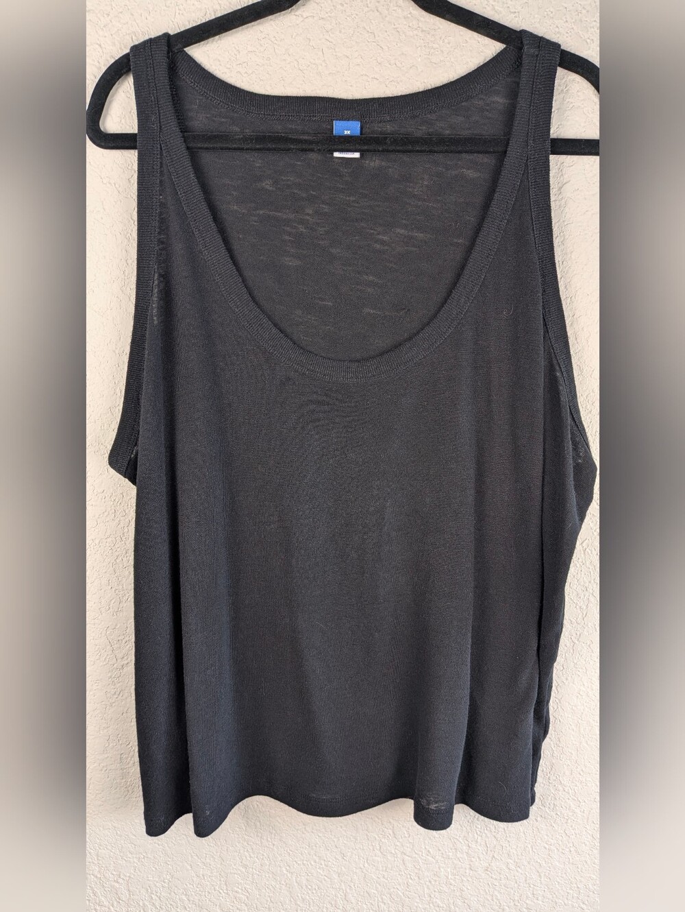 Old Navy Linen Blend Tank Top 3X Black Excellent Condition Coastal Lagenlook
